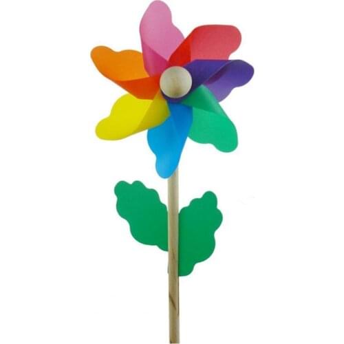 12CM Colorful Pin-Wheel Six Leaves 6-Color Photograph Prop Flower Pinwheel Toy for Wedding Decoration Nice Present for Children