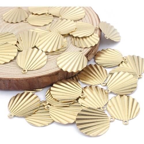 20pcs Brass Charms Round Shell Shaped Charms Pendant Raw Brass Earrings Findings Jewelry Supplies For Women