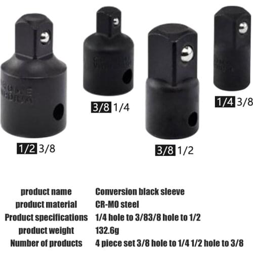 4pcs Ratchet Wrench Sockets Transform Joint 1/4inch 3/8inch 1/2inch Socket Adapter Head Connector Kit Hand Tools Accessories