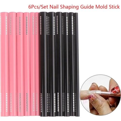 6Pcs Artificial Form Builder Tips Acrylic C Curve Shaping Curving Sticks Tube French Rod Nail Art Tips UV Gel Manicure Tools