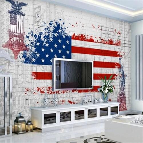 Beibehang Retro American Flag Graffiti Background Wall mural Living Room Bedroom Wallpaper Children Bedroom 3d Wallpaper murals