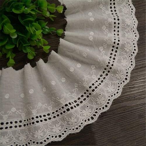 Free Shipping Off-white Exquisite Vintage Cotton Cloth Embroidery Lace Trim Lace Fabric Width 12cm 5Yds or 3Yds/lot