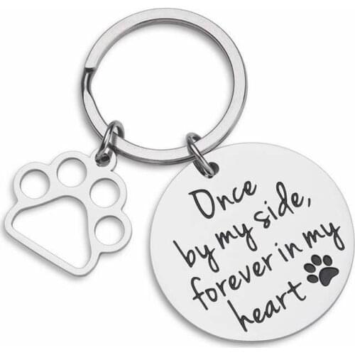 Dog Cat Pet Tags Remembrance Pet ID Tags Dog Remembrance for Women Men Once By My Side Forever In My Heart Key Ring