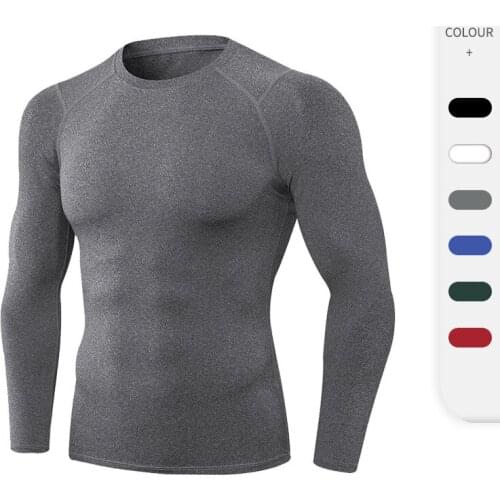 Quick Dry Running Sport t Shirts Mens Compression Tight Gym Rashguard Shirt Breathable Long Sleeve Soccer Jersey Fitness Top