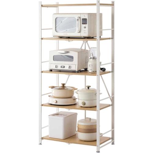 Household kitchen accessories folding shelf floor multi-layers oven pan rack microwave storage organizer space saving