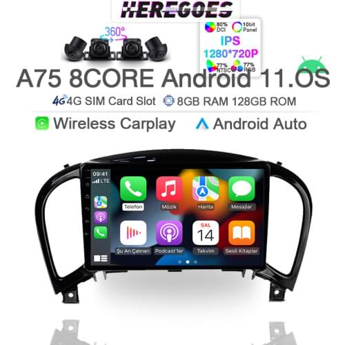 Octa-Core Carplay 2Din Android 10.0 Car Multimedia Player For Nissan Juke YF15 2010-2016 4G LTE GPS Wifi BT RDS Stereo Radio