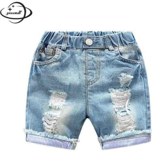Yauamdb Kids Shorts Summer 3-8y Boys Girls Pants Cotton Casual Denims Comfortable Brand Childrens Clothes Y27
