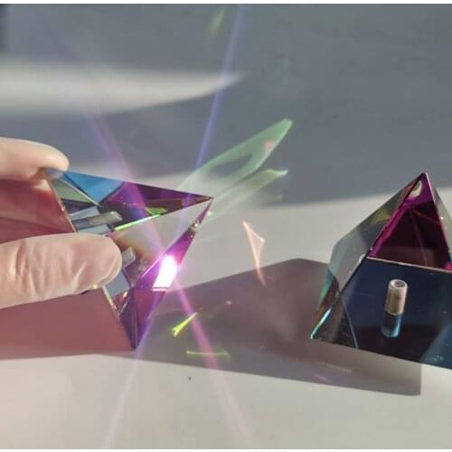 Egypt Egyptian Color Pyramid Glass 58mm Crystal Feng Shui Craft Ornament Chakra Healing Amulet Home Decor