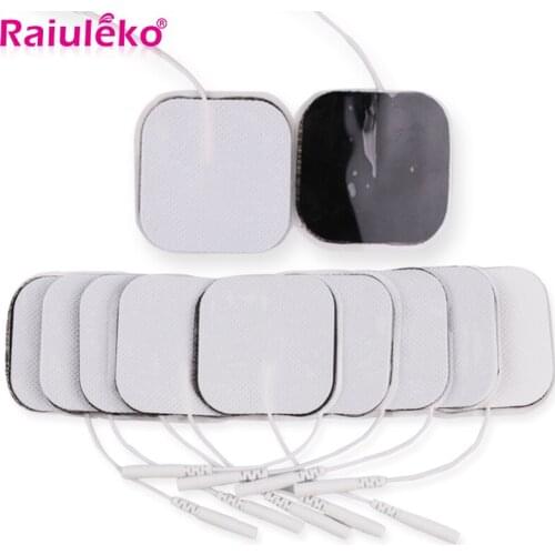 50pcs/lot Electrode Pads Tens Electrodes For Tens Digital Therapy Machine Muscle Massager 5x5cm Nerve Stimulator With 2mm Plug