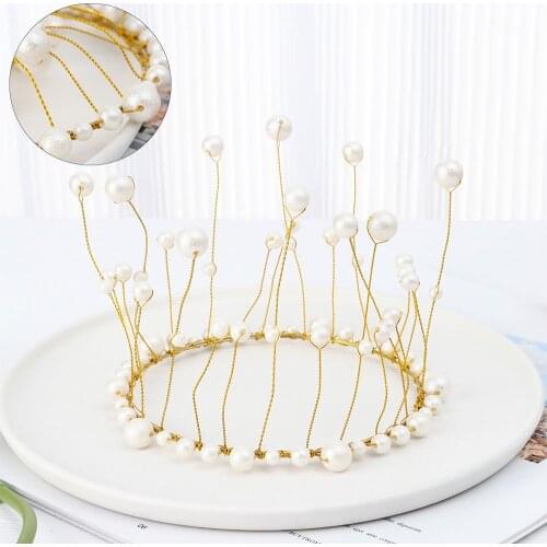 Headdress Baking Supplies Party Supplies Shiny Crown Cake Topper Cake Topper Artificial Pearl Birthday Cake Decoration