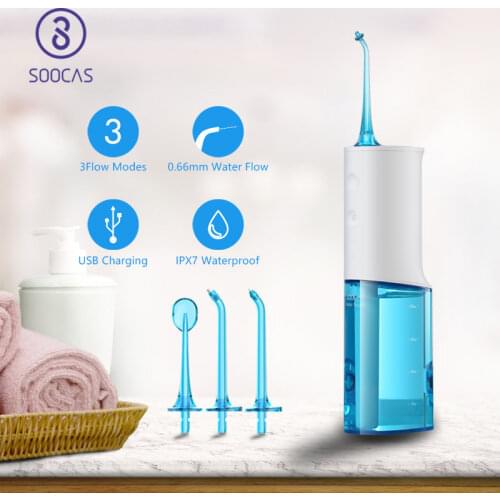 SOOCAS W3 Portable Dental Water Flosser Electric Oral Irrigator Rechargeable Waterproof Water Toothpick Cleaner 4 Cleaning Modes