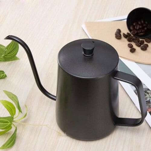 Drip Kettle 350ml 600ml Coffee Tea Pot Non-stick Coating Food Grade Stainless Steel Gooseneck Drip Kettle Swan Neck Thin Mouth