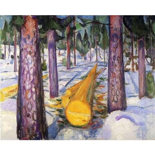 Oil Painting Reproduction on Linen Canvas,the-yellow-log-1912 by Edvard Munch,100% handmade,abstract oil painting
