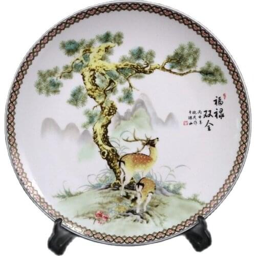 Chinese Old Porcelain Pastel Auspicious Longevity Pattern Appreciation Plate