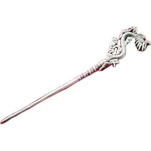 Chinese old Tibet silver Carving dragon Hairpin