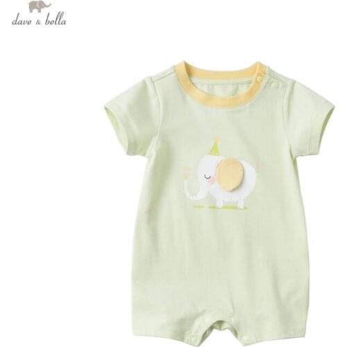 DBX17597 dave bella summer new born baby unisex fashion cartoon print jumpsuits infant toddler clothes children romper 1 piece