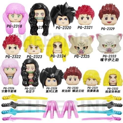 Demons Slayer Japanese Anime Figures Building Blocks Kamado Tanjirou Kamado Nezuko Bricks For Children Gift Toy PG8292