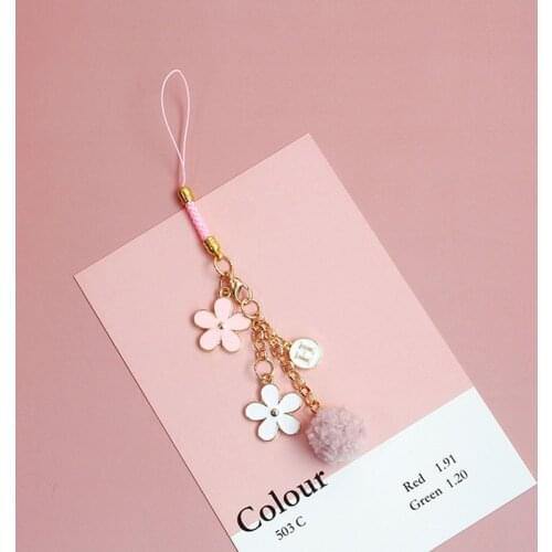 Cute Korean Smart phone Strap Lanyards for iPhone Samsung Keys Decoration Daisy Mobile Phone Strap Hang Rope Phone Charm Gifts