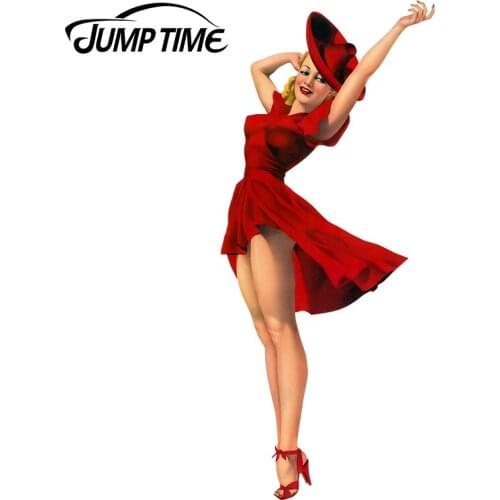 JumpTime 13cm x 5.6cm JDM Window Decal Retro Hot Super Sexy Pin-Up Girl Car Styling Waterproof 3D Car Stickers