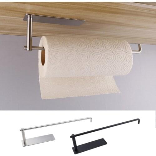 Stainless Steel Towel Rack Bathroom Wall-mounted Paper Roll Holder Household Kitchen Cabinet Shelf Rack