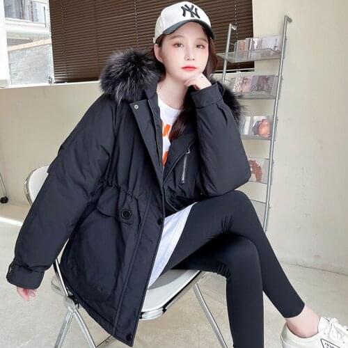 2021 New Women Winter Hooded Faux Fur Liner Big Pocket Drawstring Midi Coat Puffer Jacket Cotton Padded Parkas Outwear Overcoat