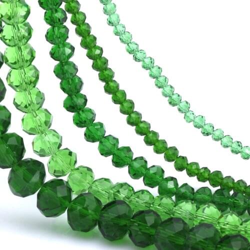 OlingArt 3/4/6/8/10mm Round Glass Beads Rondelle Austria faceted crystal Green color beads Loose bead DIY Jewelry Making