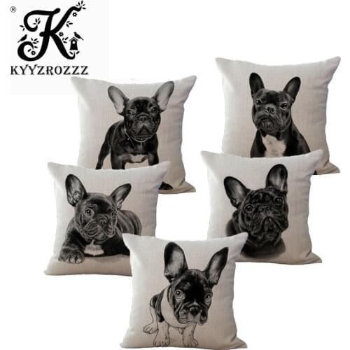 Wholesale New European Style Adorable French Bulldog Dog Series Throw Pillow Cushion Cover For Home Decor Product Beige