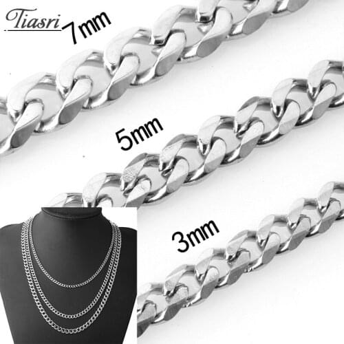Tiasri 316L Stainless Steel Necklace For Men Women Curb Cuba Miami Chain Link Choker Hip-hop Style Jewelry Accessories Wholesale