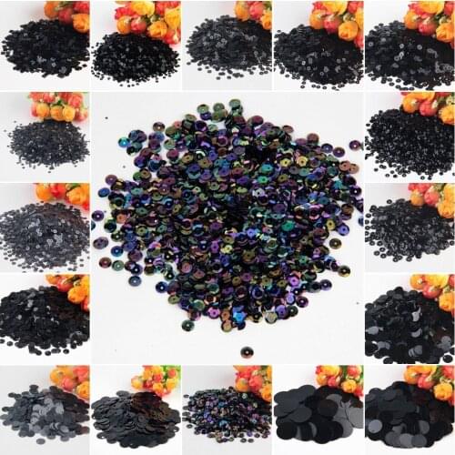 20g Paillettes Black Sequins Flat Round PVC Loose Sequin for Crafts Women Garments Sewing Accessories Lentejuelas Manualidades