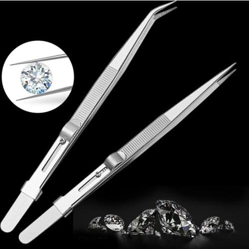 6.3'' Slide Lock Stainless Steel Presicion Adjustable Tweezers Straight/Curved Tip Anti Static Tweezers for Jewelry Electronic