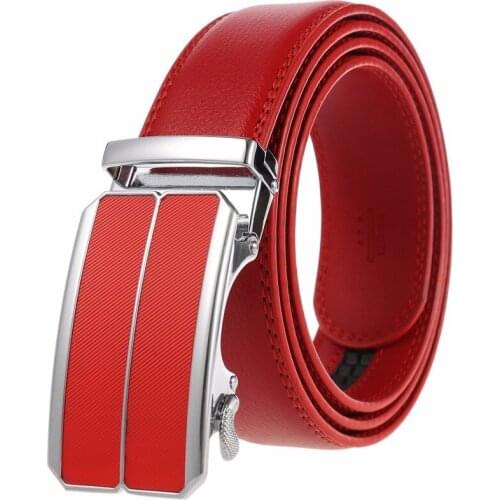 Belt for Mens Fashion Luxury red Alloy Automatic Buckles LeatherWaist Belts for Men Pants Buckles 3.5cm Ratchet Accessories