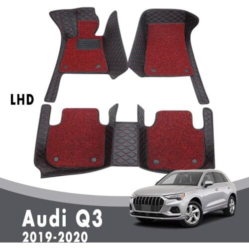 Luxury Double Layer Wire Loop Carpets For Audi Q3 2020 2019 Car Floor Mats Interior Accessories Custom Protector Cover Foot Pads