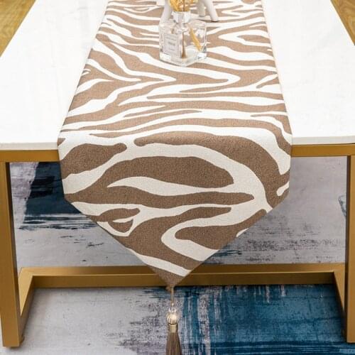 Modern Minimalist Nordic Ins Zebra Style Striped Light Luxury Tablecloth Party Wedding Coffee Table TV Cabinet Table Runner