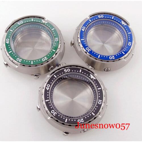 High Quality 200M Waterproof Stainless Steel 46.5mm Watch Case fit NH35A NH36A SKX007 Unidirectional Bezel Ring Chapter Ring