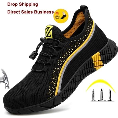 XPUHGM Male Indestructible Shoes Work Sneakers Safety Shoes Men Puncture-Proof Work Boots Men Steel Toe Shoes Male Safety Boots