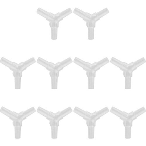 69HC Y-shaped 10Pcs 3 Way Connector Clear Air Valves Oxygen Aquarium Fish Tank Tubing