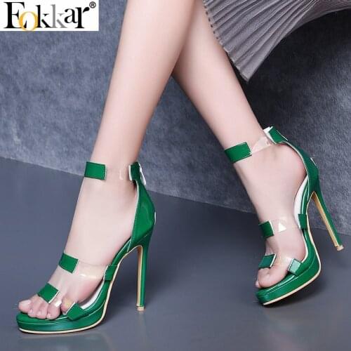 Eokkar 2019 Women D Orsay Pumps Thin High Heel Pumps Patent Leather Sexy Party Shoes Ladies Open Toe Women Pumps Size 34-45