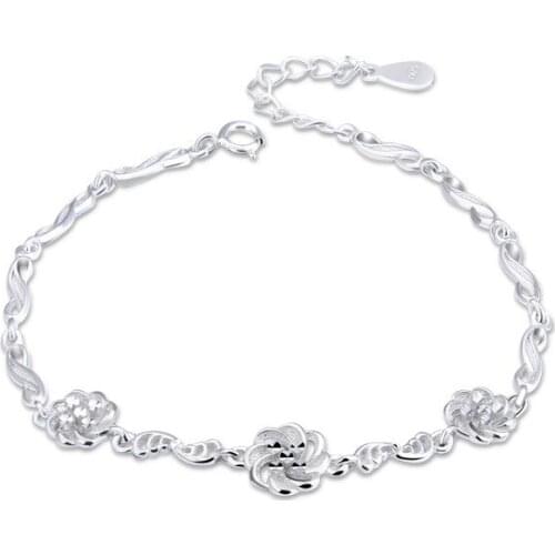 S925 New Fashion Ladies Accessories Retro Rose Petal Trend National Style Jewelry Women S925 Sterling Silver Bracelet