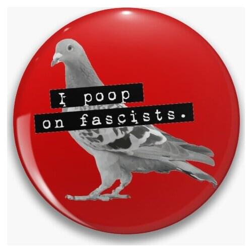 I Poop On Fascists Soft Button Pin Women Creative Metal Cartoon Collar Fashion Jewelry Cute Decor Badge Hat Gift Lover Funny