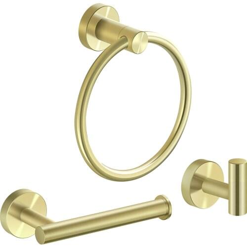 Gold Bathroom Hardware Set Hand Towel Ring Toilet Paper Roll Holder Towel Hooks Stainless Steel Wall Mount Bathroom Accessories