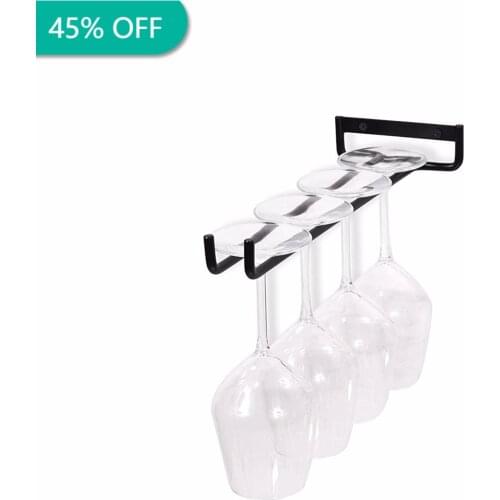 1PC Stainless Steel Wine Glass Rack Hanging Bar Hanger Shelf Single Row Iron Glass Holder
