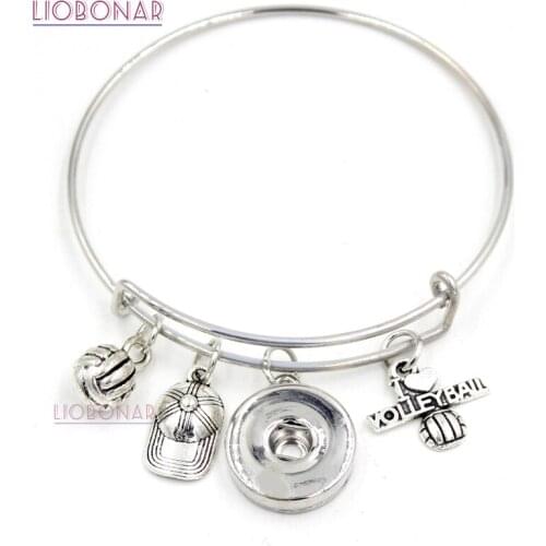 10PCS Sport Volleyball Bracelets I love Volleyball Gift Adjustable Expandable Snap Bracelets Jewelry Women
