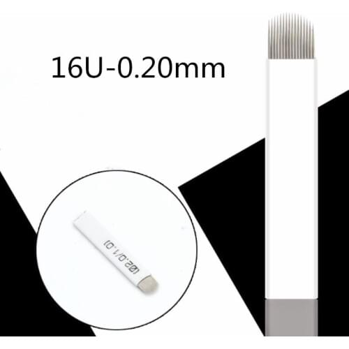 100PCS 0.20mm Flex 16 u Tebori Microblading needles Permanent Makeup Tattoo Needle 16 Flex U Shape Blades for Eyebrow Manual Pen