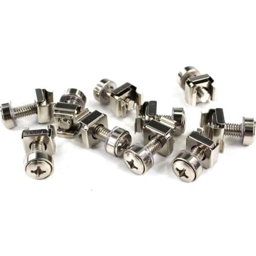 100Pcs Nickel Plated Screws Female Seat Nut M6x16mm Computer Patch Panel Network Accessories Server PDU