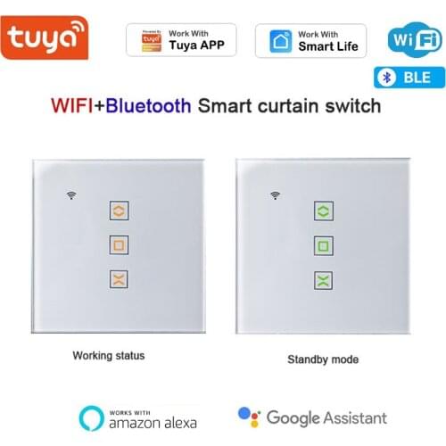 2021 New Tuya Smart US/Europe WiFi+Bluetooth Switch Mobile Phone Remote Touch Control Curtain Switch Support Alexa Google Home