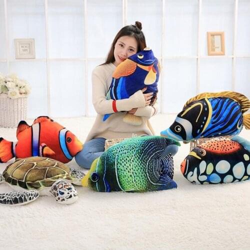 3D Simulation Ocean Tropical Fish Hug Pillow Cushion Plush Toy Cartoon Turtle Pillow Home Decoration Doll Child Birthday Gift