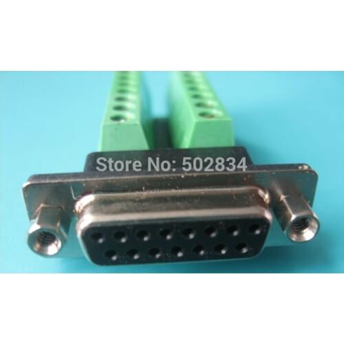 5pcs/lot DB15 D-SUB DB-15 Female Adapter 15Pin signals Terminal Breakout Board ROHS 2 row