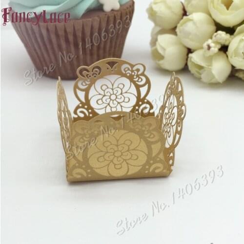 60pcs Laser Flower cupcake wrappers wedding decoration birthday party favors supplies chocolate candy box bar cake, baby shower