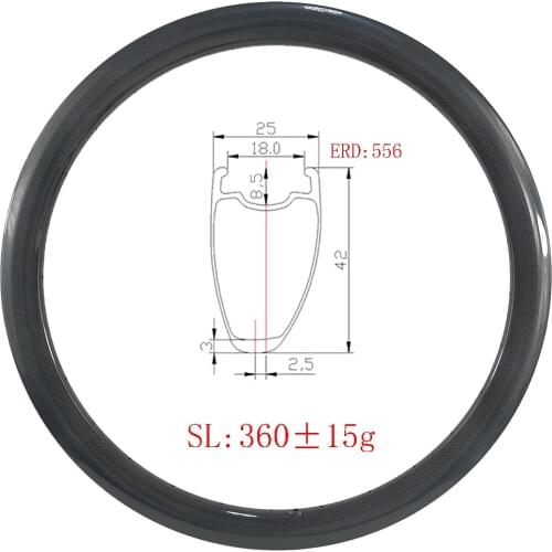 Light 360g 700c clincher tubuless disc brake Carbon road rim Asymmetric UD 3K 12K matte glossy 42mm deep 20H 24H 28H 32H Wheels