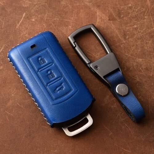 Genuine Leather Car Remote Key Cover Case For Mitsubishi Outlander Lancer 10 Pajero Sport EX ASX Colt Grandis L200 Smart key